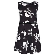 A2Z 4 Kids Girls Dress Kids Designer's Skull Cross Bones Print Party Fashion Skater Dresses Halloween Outfit Age 5 6 7 8 9 10 11 12 13 Years - A2Z 4 Kids