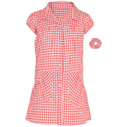 Kids Girls Gingham School Dress Check Printed Dresses With Matching Scrunchies - A2Z 4 Kids