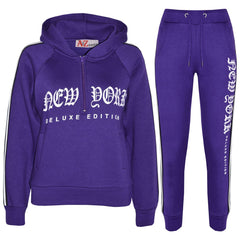 Kids Boys Girls Tracksuit New York Fleece Hoodie Top Bottom Jogging Suit 7-13 Yr