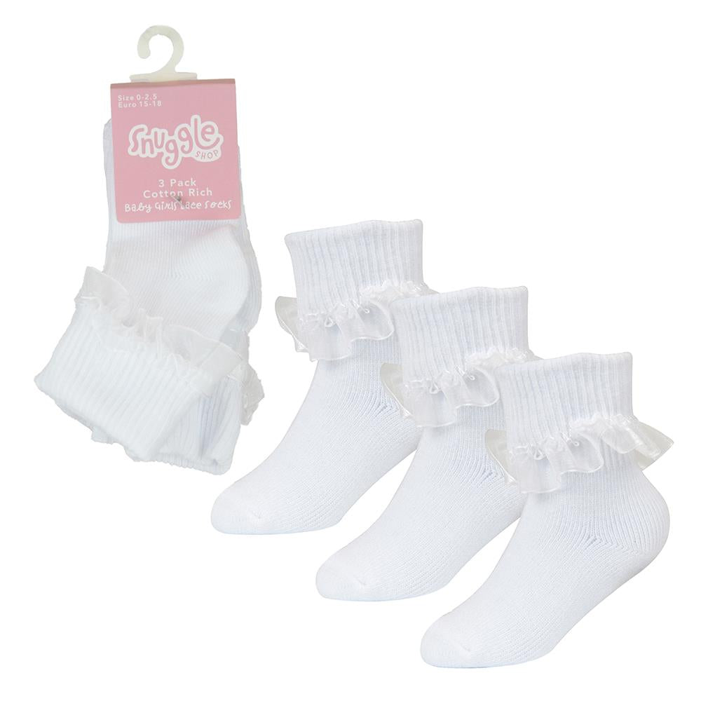 Infant Toddler Baby Girls Lace Frilly Socks Pack of 3 Kids Newborn Socks
