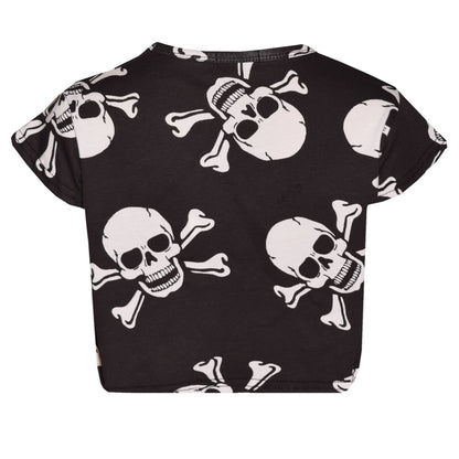 Kids Girls Boys Skull Print Crop Top Legging Skater Dress Halloween Costume 5-13