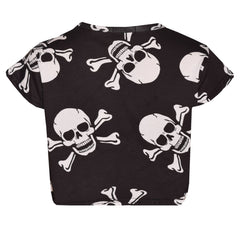 Kids Girls Boys Skull Print Crop Top Legging Skater Dress Halloween Costume 5-13
