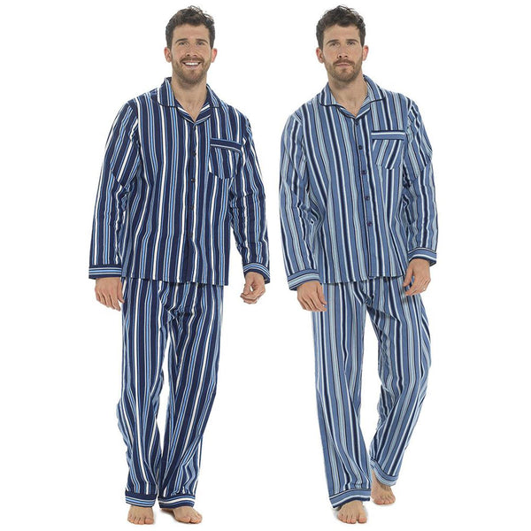 A2Z Mens Pyjama Traditional Stripe Brushed Cotton Pyjama 2 Piece Top Bottom Set