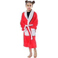 Kids Soft Fleece Bathrobe Dressing Gown Hooded Swim Beach Girls Boys 2-13 years