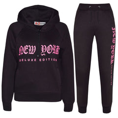 Kids Boys Girls Tracksuit New York Fleece Hoodie Top Bottom Jogging Suit 7-13 Yr