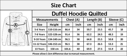 KIDS GIRLS BOYS DUFFEL HOODIE KIDS QUILTED FLEECE HOODED JACKET AGE 7-13 YEARS