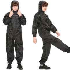 Girls Boys Raincoat Kids Puddle Suit Rainwear Waterproof Hooded Rainsuit 2-13 Yr