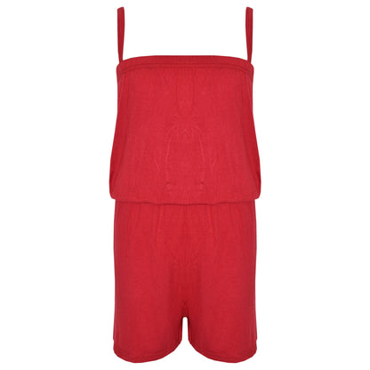 Kids Girls Plain Color Playsuit Trendy Summer All In One Jumpsuit New Age 5-13 Y