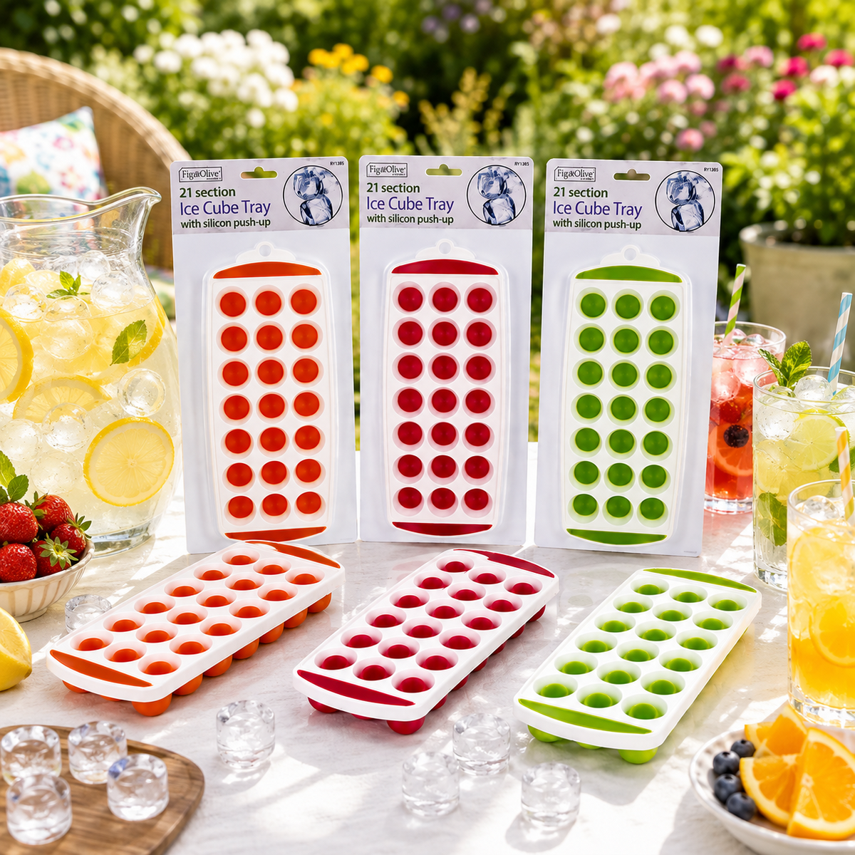 A2Z 21 Cube Ice Tray Silicone Push Up Easy Release Freezer Ice Mould PP TPR