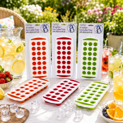 A2Z 21 Cube Ice Tray Silicone Push Up Easy Release Freezer Ice Mould PP TPR