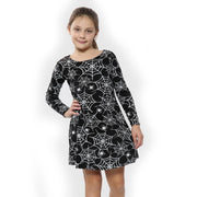 A2Z 4 Kids Girls Halloween Dresses Spider Web Skater Swing Dress Fancy Outfit Legging 3-13 Years - A2Z 4 Kids