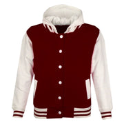 kids Girls Boys B.B Plain Hooded Jacket Varsity Classic Baseball Style Coat 2-13