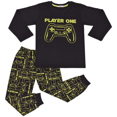 A2Z 4 Kids Player One Pyjama Set Contrast Colour PJS Matching Top Bottom Pyjamas Comfy Loungewear Dress Up Outfit Gifts for Children Girls & Boys Age 2-13 Years