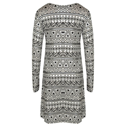 Girls Skater Dress Kids Aztec Print Summer Party Swing Midi Dresses 7-13 Years