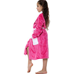 Kids Soft Fleece Bathrobe Dressing Gown Hooded Swim Beach Girls Boys 2-13 years