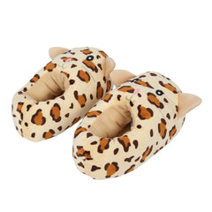 Kids 3D Animal Slippers Soft Plush Non Slip Sole Tiger Leopard Unicorn Shoes