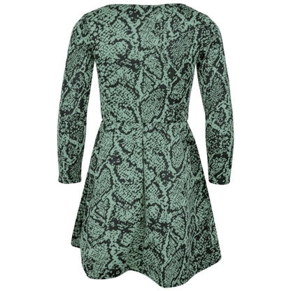 Kids Girls Skater Dress Long Sleeve Snake Flared Party Summer Dresses 5-13