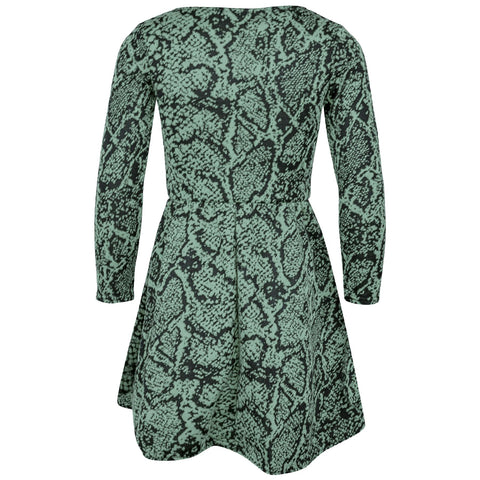 Kids Girls Skater Dress Long Sleeve Snake Flared Party Summer Dresses 5-13