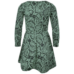 Kids Girls Skater Dress Long Sleeve Snake Flared Party Summer Dresses 5-13