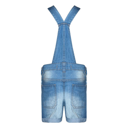 Kids Girls Denim Stretch Dungaree Shorts Jumpsuit Playsuit All In One 7-13 Years