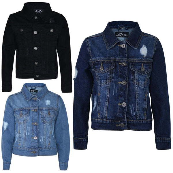 Kids Boys Denim Jacket Ripped Jeans Fashion Jackets Coat Age 3-13 Years