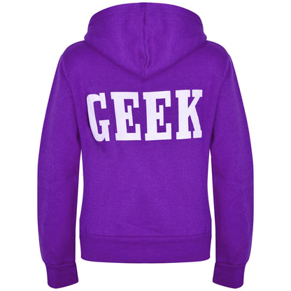 Kids Boys Girls Unisex Jackets Geek Print Fleece Zipper Hooded Hoodie Top Jacket