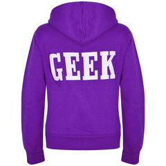 Kids Boys Girls Unisex Jackets Geek Print Fleece Zipper Hooded Hoodie Top Jacket