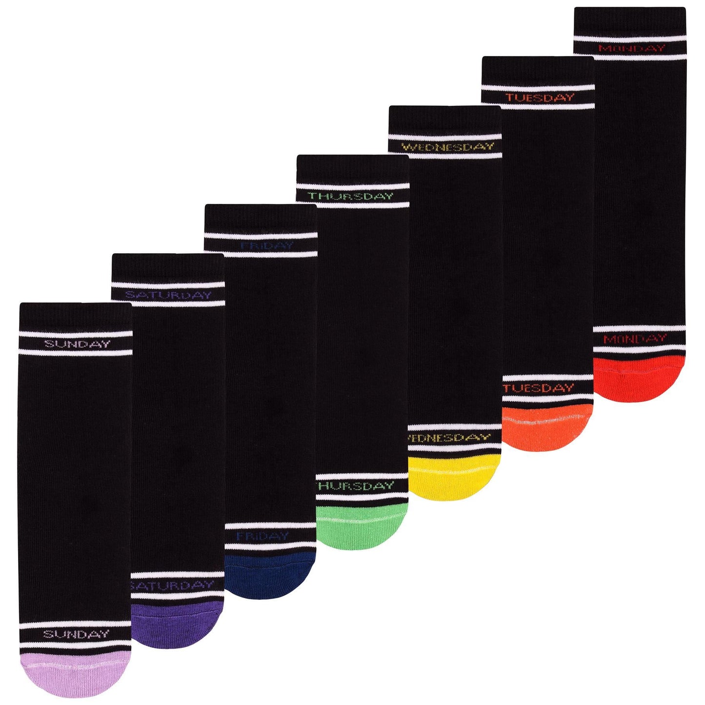 Boys Girls 7 Days Week Socks Cotton Rich Plain Ankle Colourful Heal Toes Socks