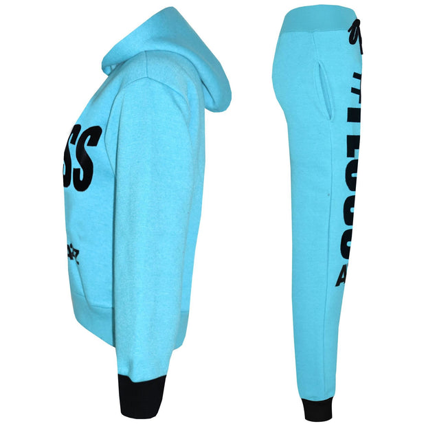 A2Z 4 Kids Tracksuit #Floss Print Fleece Aqua Hooded Crop Top Bottom Jogging Suit Joggers For Girls Age 5 6 7 8 9 10 11 12 13 Years