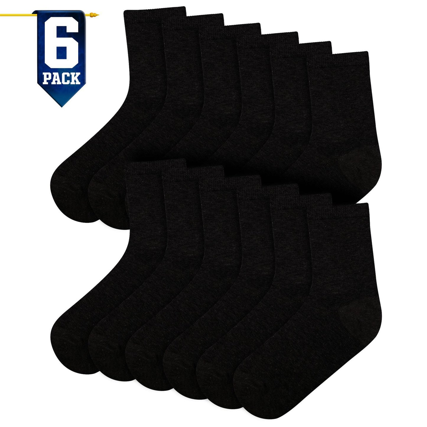 Kids Boys Girls Back to School Cotton Rich Plain Ankle School Socks Pack 6