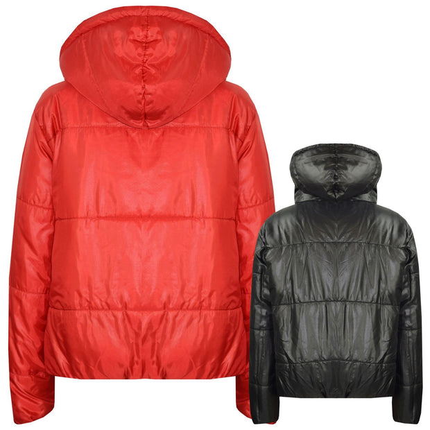 Girls Jackets Kids Reversible Cropped Hooded Padded Puffer Jacket Coat 5-13 Year