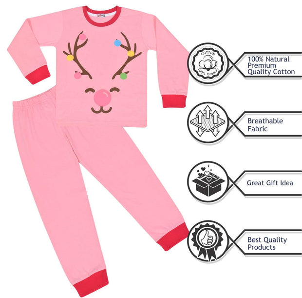 A2Z 4 Kids Girls Boys Christmas Pyjamas Children PJs 2 Piece Festive Set Lounge Suit Children Unisex Top Bottom Pyjamas Christmas Reindeer Loungewear Dress Up Outfit Gifts for Children Girls & Boys