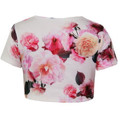 Girls Tops Flowers Print Crop Top & Skort Skirt Shorts 2 Piece Summer Outfit Set