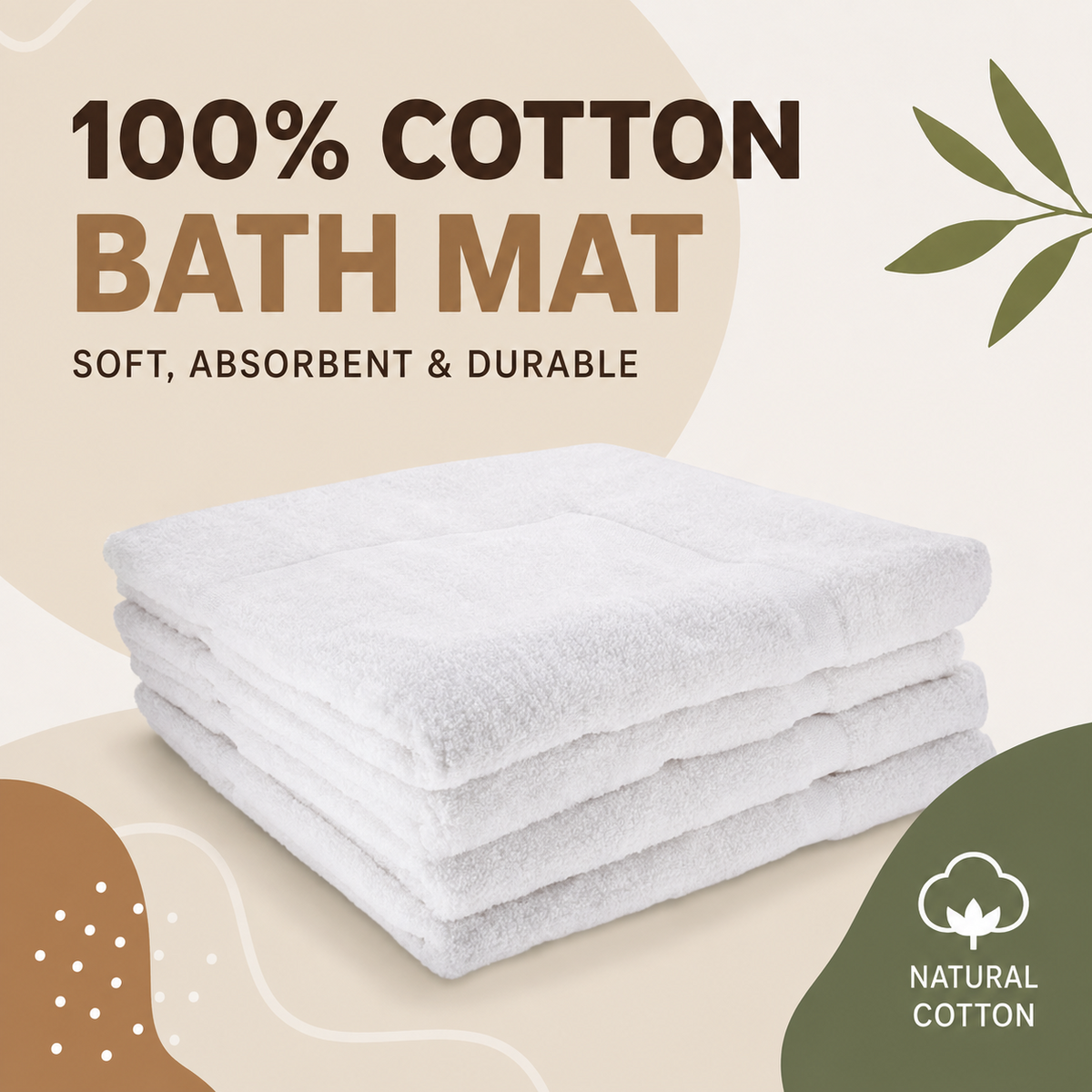 A2Z White Hotel Bath Mat Soft Absorbent Cotton Bathroom Floor Mat