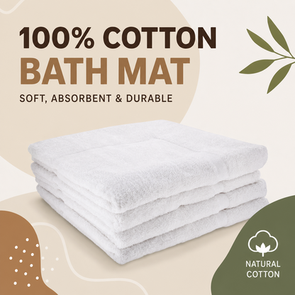 A2Z White Hotel Bath Mat Soft Absorbent Cotton Bathroom Floor Mat