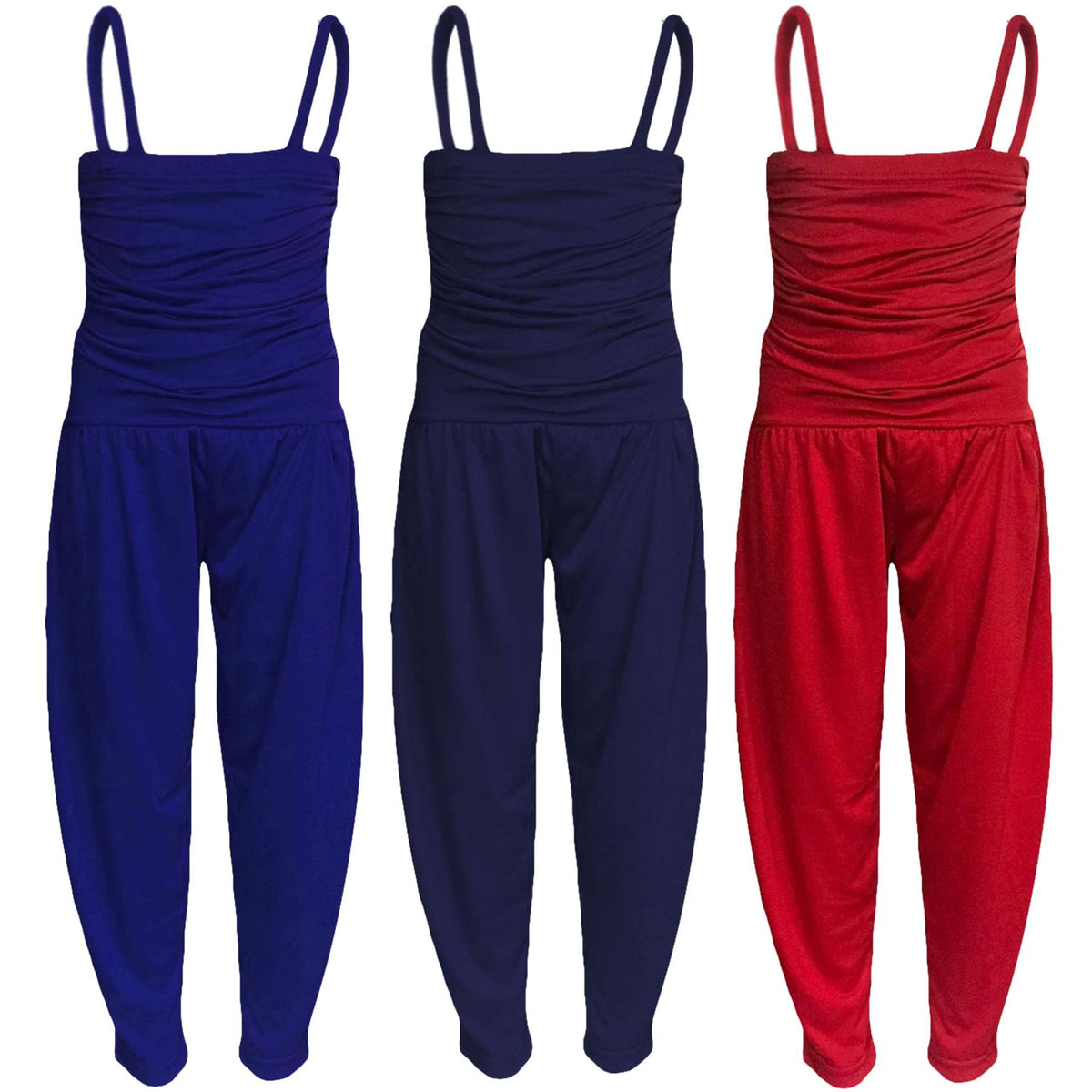 Girls Jumpsuit Kids Plain Color Trendy Playsuit All In One Jumpsuits 5-13 Years