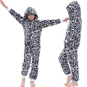 A2Z 4 Kids Girls Onesie Leopard Pyjama Sets Onesie One Piece Hooded All In One