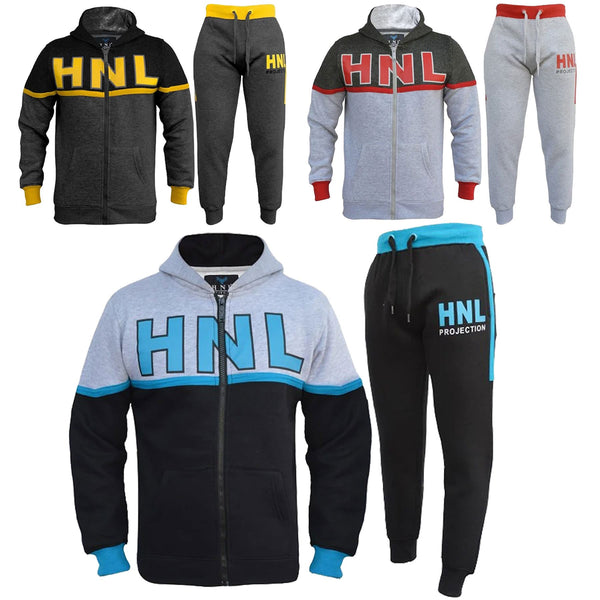 Kids Boys Girls Tracksuit Designer HNL Zipped Top Bottom Jogging Suit 7-13 Years