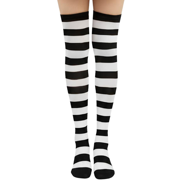 A2Z Ladies Striped Stockings Soft Stretch Cosplay Women's One Size Fancy Socks