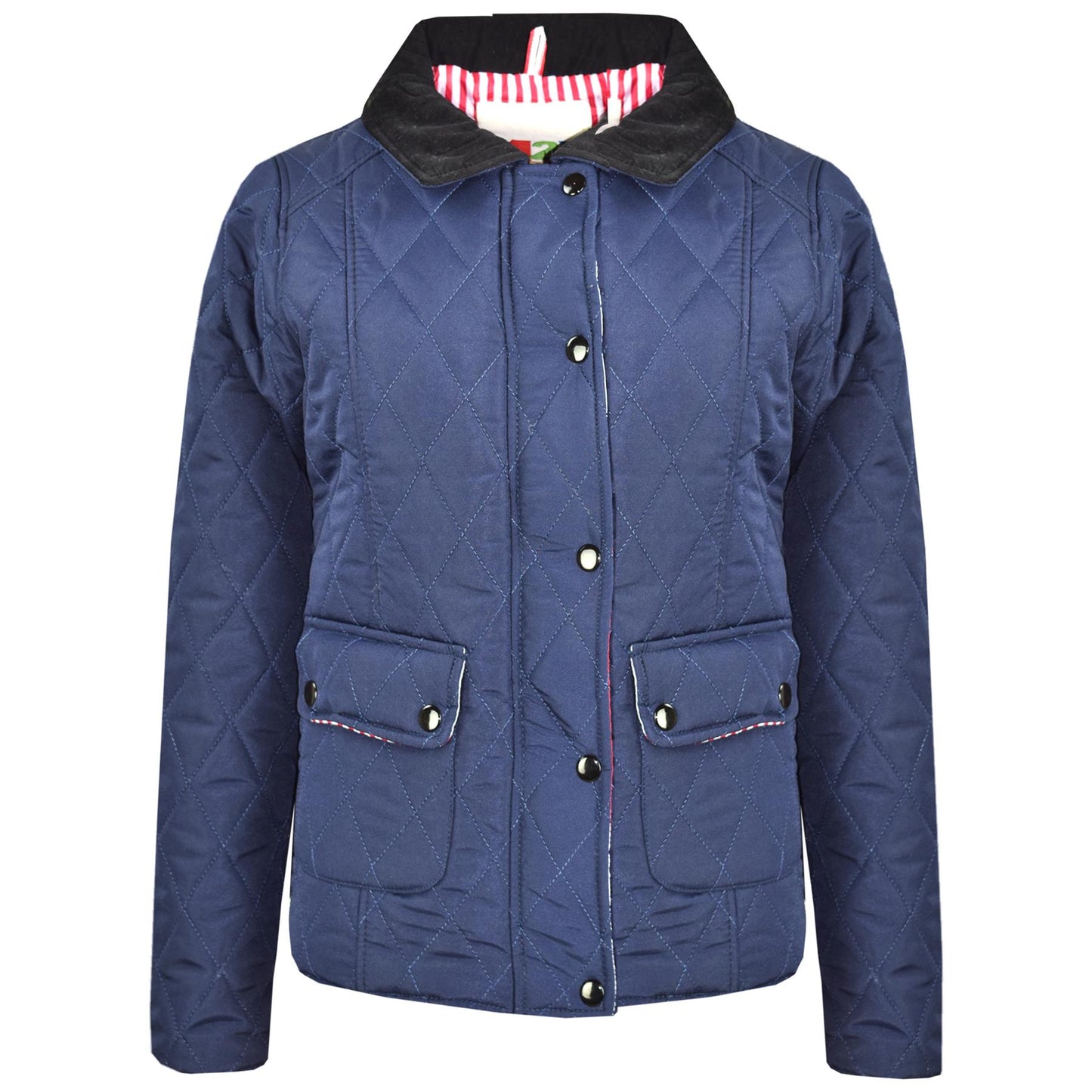 Kids Jackets Girls Quilted Padded Collar Buttoned Zipped Jacket Age 5-13 Years