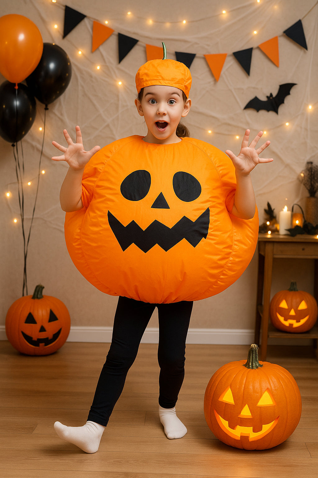 A2Z 4 Kids Unisex Inflatable Pumpkin Costume Halloween Cosplay Blow Up Costume
