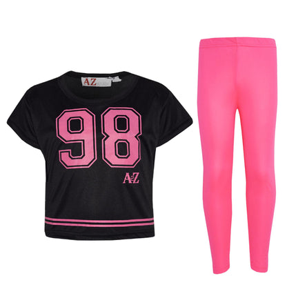 A2Z4Kids Girls Top Kids 98 Print Stylish Crop Top & Fashion Legging Set Age5-13Y