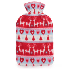 A2Z Hot Water Bottle Christmas Fairisle Fleece Cover 2 Liter Xmas Gift Bottles