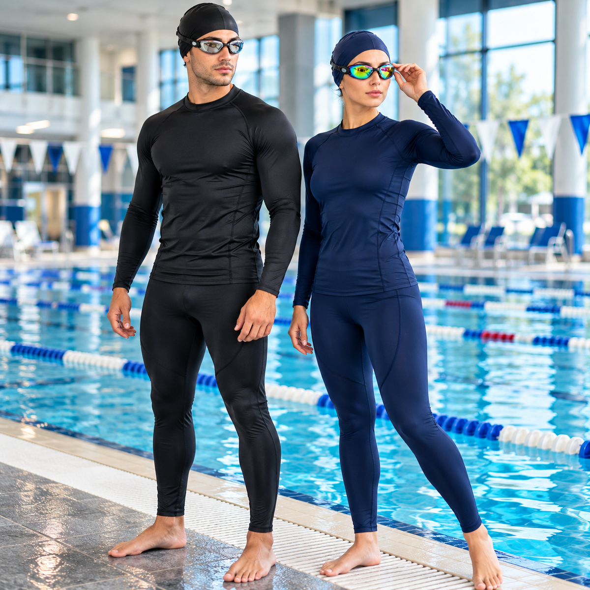 A2Z Adult Swimming Goggles 2 Pack Adjustable Strap Silicone Frame Pool Eyewear