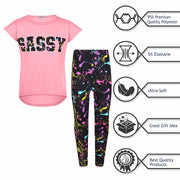 A2Z 4 Kids Girls Top Kids Sassy Print Trendy Baby Pink T Shirt Tops & Fashion Legging Set Age 5-6, 7-8, 9-10, 11-12 & 13 Years