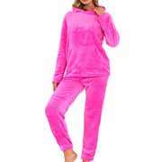 A2Z Womens Pyjamas Soft Warm Fleece Twosie Adults Hooded Long Sleeves Pyjamas 2 Piece Gift Set Size S-2XL