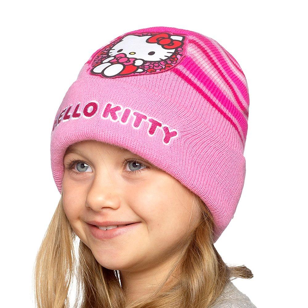 Hello Kitty Girls Pink Red Winter Beanie Hats 2 Pack Embroidered Acrylic