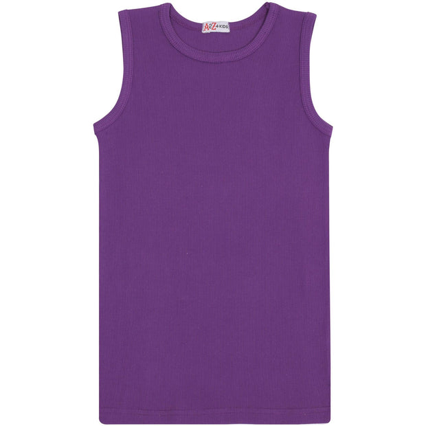 Kids Girls Ribbed Vest Top 100% Thick Cotton Fashion Tank Tops T Shirt 2-13 Year