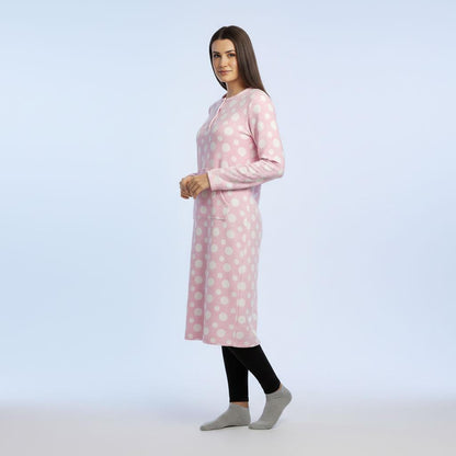 Ladies Fleece Nightie Long Sleeve Dress with Pockets Sizes 10-24