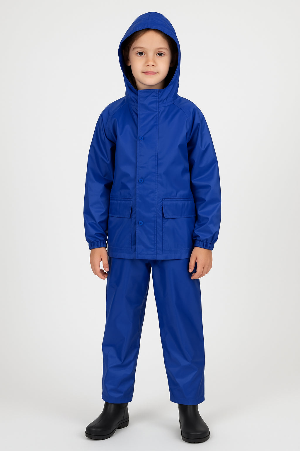 Kids Boys Girls Waterproof Hooded Rain Suit Jacket & Pants Set with Bag 3-14 Yrs